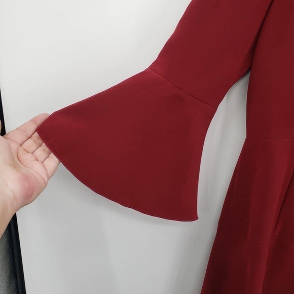 Rachel Zoe Califa Dress Womens Size 6 Burgundy Red Flared Sleeve Knit High Neck - Picture 12 of 15